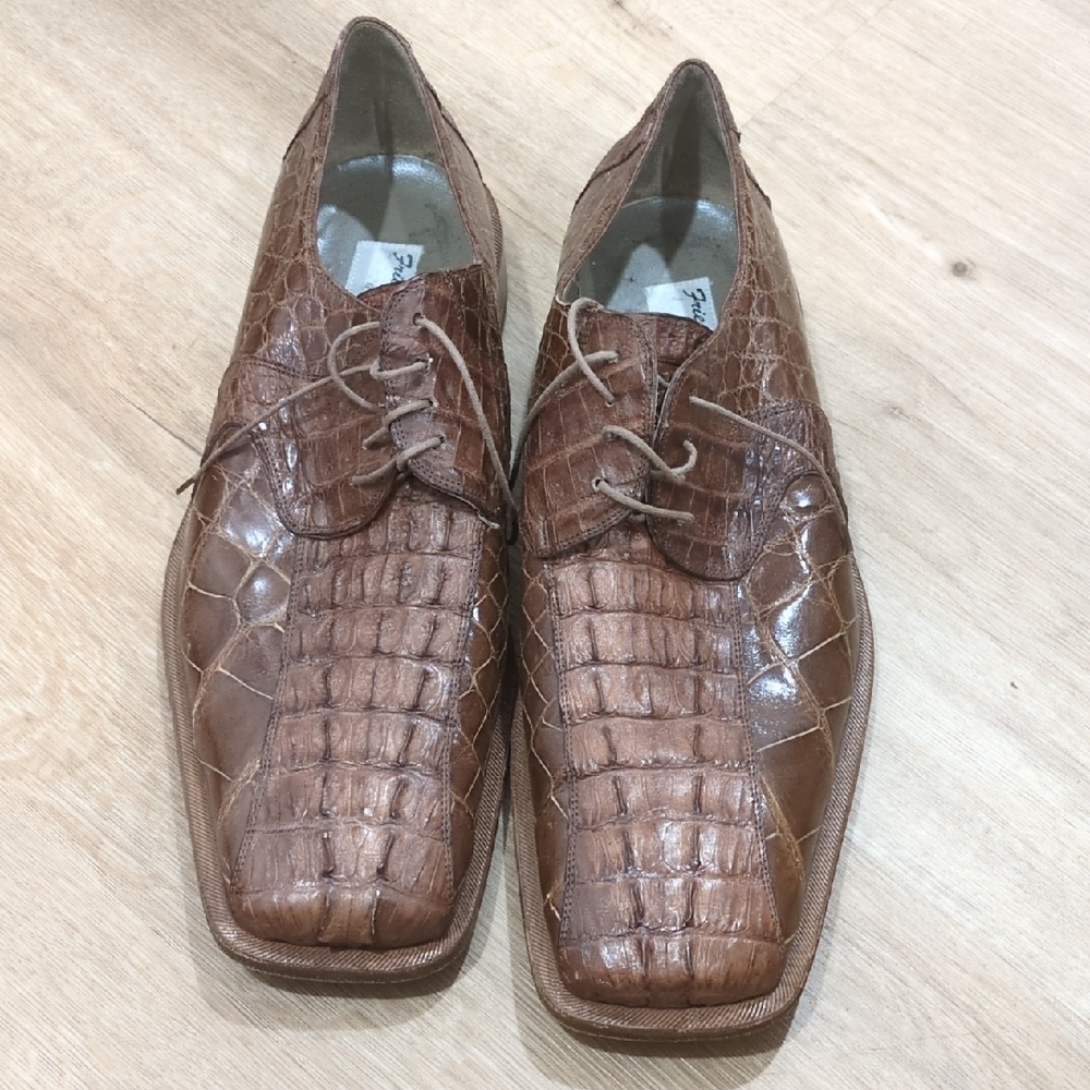 Mauri Brown Crocodile Pattern Oxford Shoes